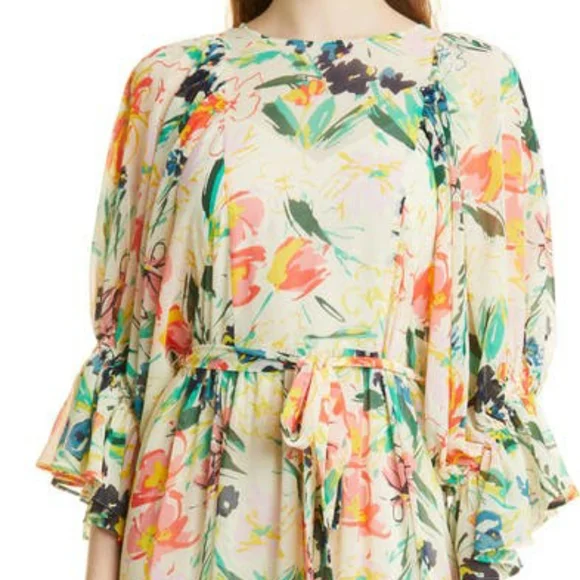 chinese dress ladies Nouveau Floral Long Sleeve Maxi Dress | Cammeli main image 0